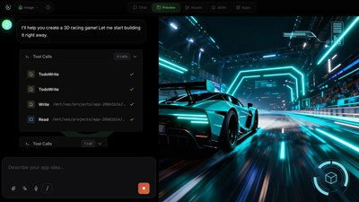 generate and preview the 3D racing game
