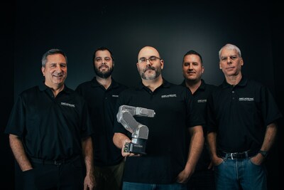 Mecademic Management (L to R): Philippe Beaulieu, CEO; Eric Boutet, VP R&D; Jonathan Coulombe, CTO; Philippe Jacome, COO; David Massé, CFO. Mecademic Management (L to R): Philippe Beaulieu, CEO; Eric Boutet, VP R&D; Jonathan Coulombe, CTO; Philippe Jacome, COO; David Massé, CFO.